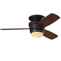 Mazon 44-in Oil-Rubbed bronze Integrated LED Indoor Flush Mount Ceiling Fan with Light Kit and Remote (3-Blade) - B075NPL19X